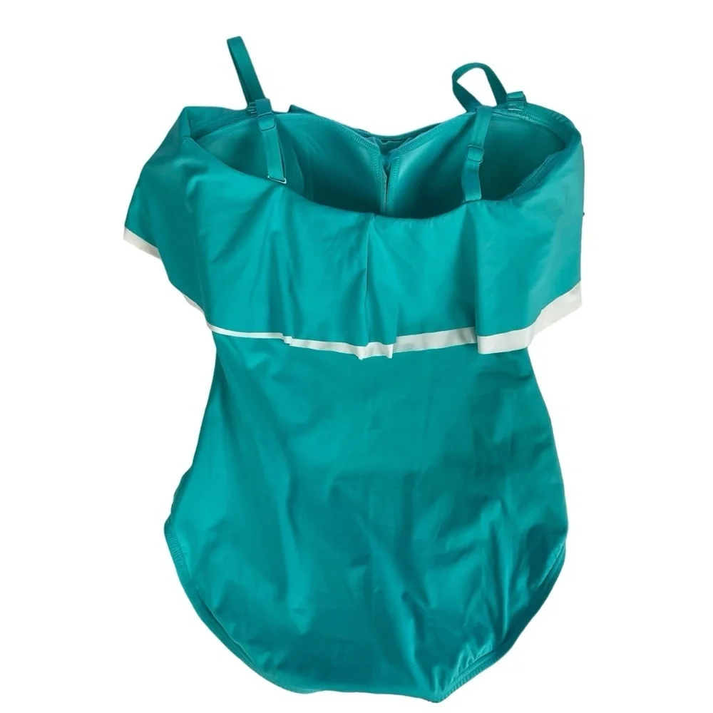 Coco Reef AQUA Contours Ruffled One-Piece‎ Swimsuit Size 10 (34D) - Picture 9 of 13